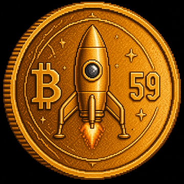 the buckazoid: a gold coin with a rocket, a B and 59